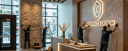 Lobby identity & reception branding